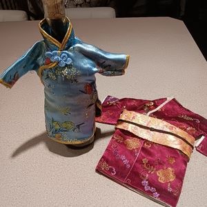 2 bottle covers  Japanese dress  1 small (shown on wine-not included)& 1 lg